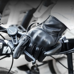 shamofeng- Perforated/non-perforated design sheepskin biker gloves
