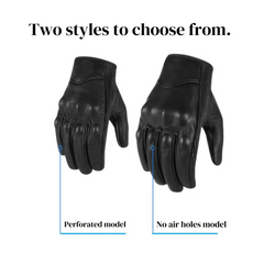 shamofeng- Perforated/non-perforated design sheepskin biker gloves